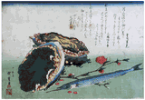 Abalone Needlefish and Peach Blossoms by Ando Hiroshige