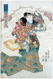 Actor with Fan and Confettis by Utagawa Kunisada