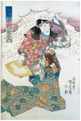 Actor with Fan and Confettis by Utagawa Kunisada