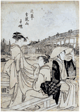Afternoon by the Bridge in Edo by Torii Kiyonaga