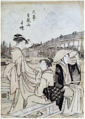 Afternoon by the Bridge in Edo by Torii Kiyonaga