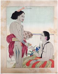 Amoureux a Tarang by Paul Jacoulet