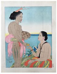 Amoureux a Tarang by Paul Jacoulet