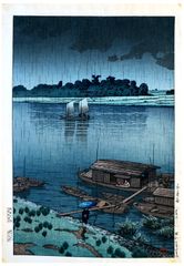 Arakawa River in May Rain by Kawase Hasui