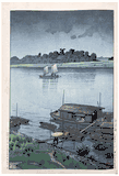 Arakawa River in May Rain by Kawase Hasui 1st Ed.