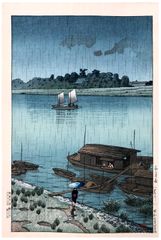 Arakawa River in May Rain by Kawase Hasui