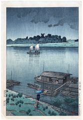 Arakawa River in May Rain by Kawase Hasui