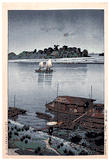 Arakawa River in May Rain by Kawase Hasui 1st Ed.