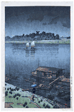 Arakawa River in May Rain by Kawase Hasui