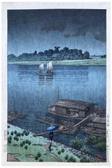 Arakawa River in May Rain by Kawase Hasui