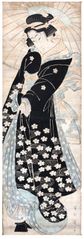 Beauty with Umbrella by Kikugawa Eizan