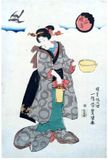 Bijin Holding Hot Water by Utagawa Kunisada