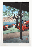 Bijin in an Azalea Garden by Kawase Hasui
