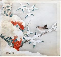 Bird on Snowy Branch by Nagamachi Chikuseki