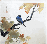 Blue Bird on a Branch by Nagamachi Chikuseki