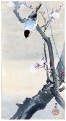Bullfinch on Flowering Plum Tree by Ohara Koson
