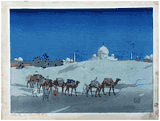 Caravan at night in Agra by Charles Bartlett