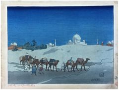 Caravan at night in Agra by Charles Bartlett