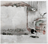 Cat in a Farmhouse Window by Shibata Zeshin