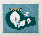 Caterpillar on Skunk Cabbage by Umetaro Azechi 