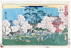 Cherry Blossom in Full Bloom at Ueno Park by Ando Hiroshige