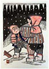 Children of Aizu in Snow by Kiyoshi Saito
