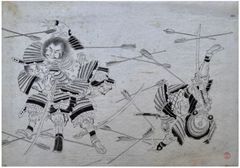Chinese and Japanese Warriors Katsushika Hokusai Preparatory Drawing