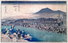 Cool of Evening on the Riverbed at Shijo by Ando Utagawa Hiroshige