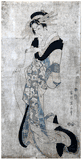 Courtesan Holding a Long Letter by Kikugawa Eizan