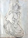 Courtesan Standing by Hokusai Hanshita-e