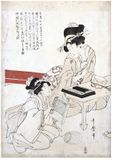 Courtesans Writing and Reading Poetry by Kitagawa Utamaro
