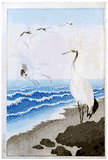 Cranes on Seashore by Ohara Koson 1st Ed.