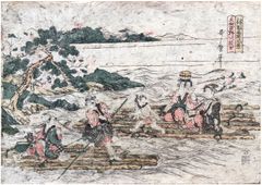 Crossing the River on Raft by Kitagawa Utamaro