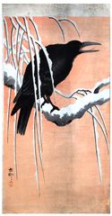 Crow on a Snowy Bough by Ohara Koson