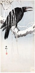 Crow on a Snowy Branch by Ohara Koson