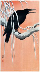 Crow on a Snowy Branch by Ohara Koson