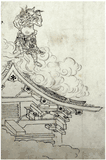 Demon on a Roof by Hokusai Hanshita-e