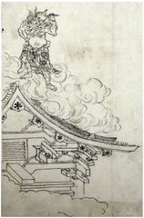 Demon on a Roof by Hokusai Hanshita-e