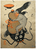 Demon on the Back of a Koi Fish Otsu-e by Takahashi Shozan