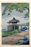 Drizzling Rain in Ukimido by Takeji Asano