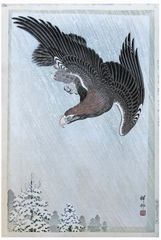 Eagle in a Snowstorm by Ohara Koson 1st Ed.