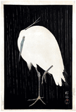 Egret on Rainy Night by Ohara Koson 1st Ed.