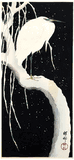 Egret on Snowy Branch by Ohara Koson