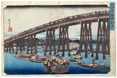 Enjoying the Evening Cool at Ry�goku Bridge by Ando Hiroshige