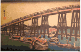 Enjoying the Evening Cool at Ryogoku Bridge By Ando Hiroshige