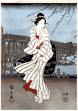Enjoying the Evening Cool at Ryogoku Bridge by Ando Hiroshige