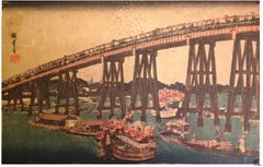 Enjoying the Evening Cool at Ryogoku Bridge By Ando Hiroshige
