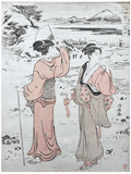 Enoshima in Snow by Torii Kiyonaga