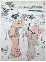 Enoshima in Snow by Torii Kiyonaga