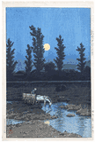 Evening Moon at Nakanoshima Park Kawase Hasui 1st Ed.